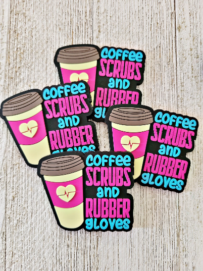 Coffee Scrubs and Rubber Gloves ID Badge Reels