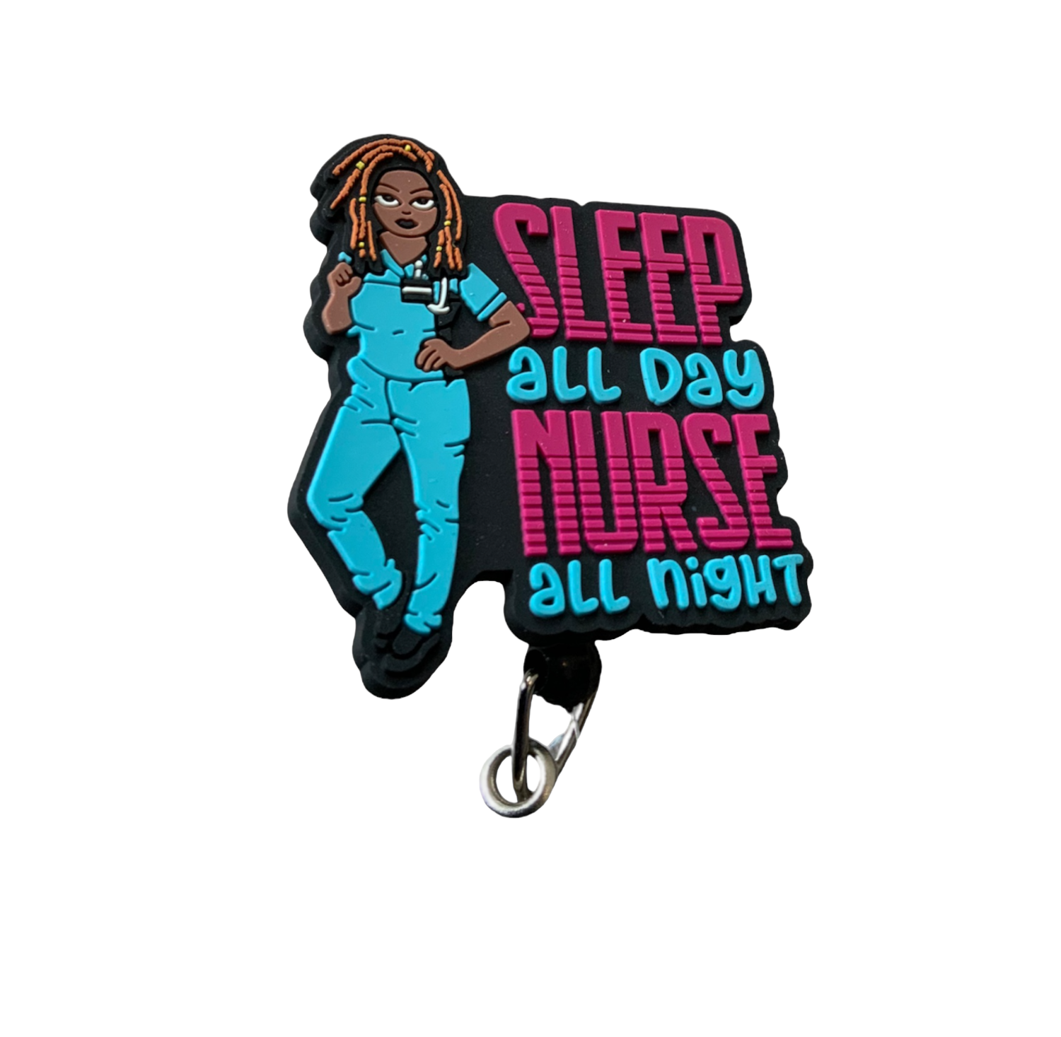 Sleep All Day Nurse All Night ID Badge Reel