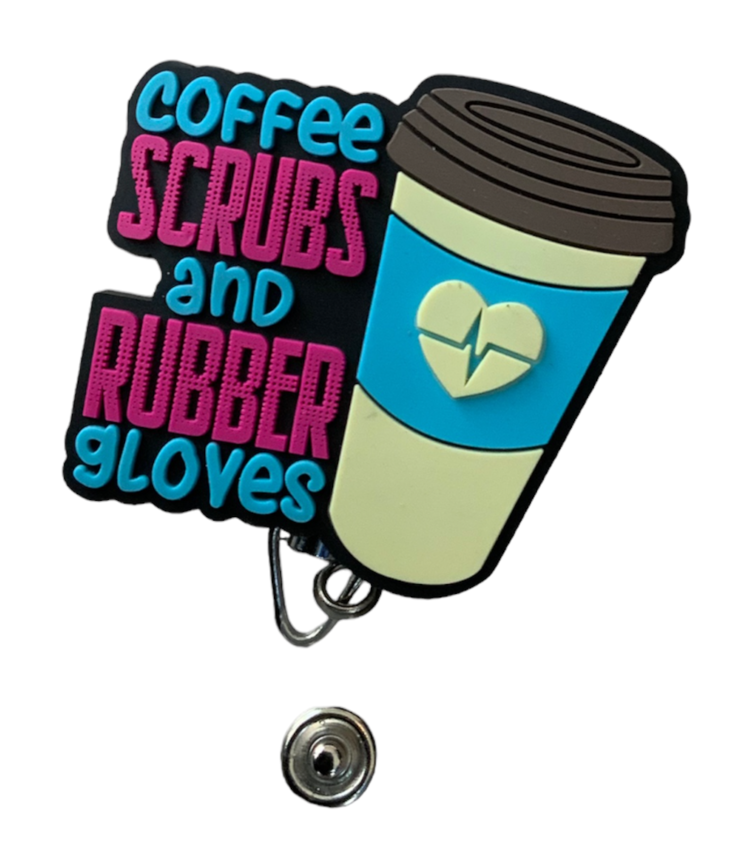 Coffee Scrubs and Rubber Gloves ID Badge Reel