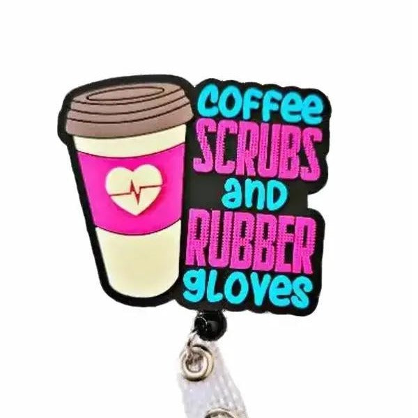 Coffee Scrubs and Rubber Gloves ID Badge Reels