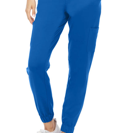 Royal blue elastic waistband jogger stretch pant by MediChic with elastic bottom 2 front, back & side cargo pockets Sonay Uniforms