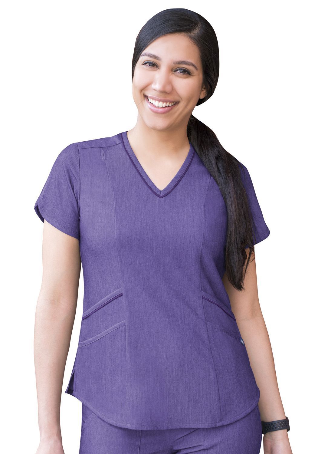 ADAR Heather Pro Limitless Pockets Scrub Top