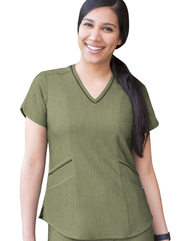 ADAR Heather Pro Limitless Pockets Scrub Top