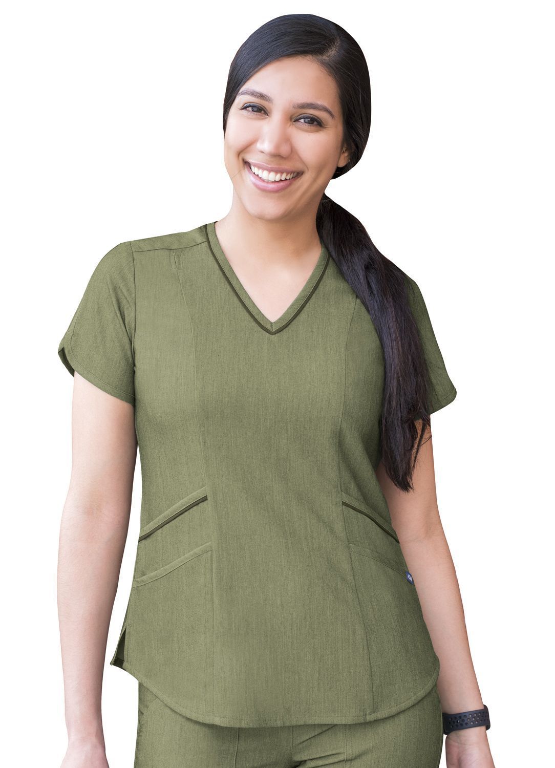 ADAR Heather Pro Limitless Pockets Scrub Top