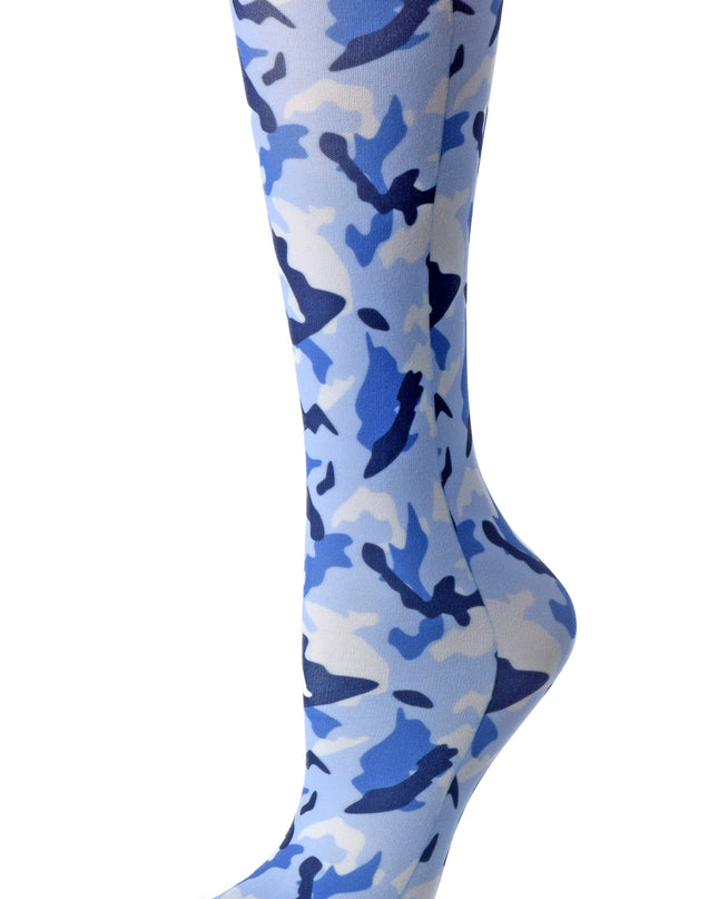 Cutieful Thick Blue Camo Wide Calf Compression Sock 