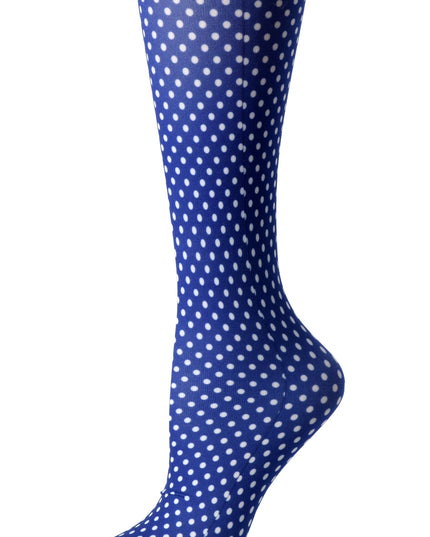 Sheer Cutieful Blue Polka Dot Compression Socks 8-15 MM HG Beyond Medwear Apparel 