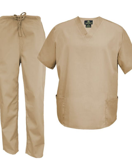 Natural Uniforms Khaki 6 pocket Unisex Scrub Set  Beyond Medwear Apparel