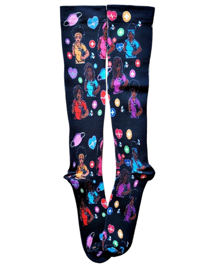 Healthcare Cuties Fashionable Socks in Black and White