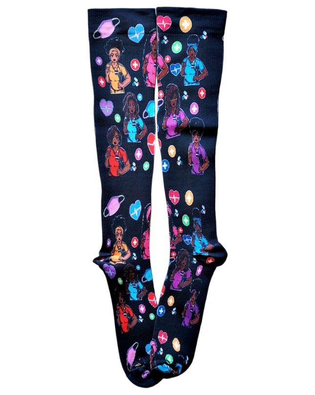Healthcare Cuties Fashionable Socks in Black and White