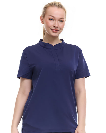 Mandarin Collar Scrub Top by Ellen Tracy