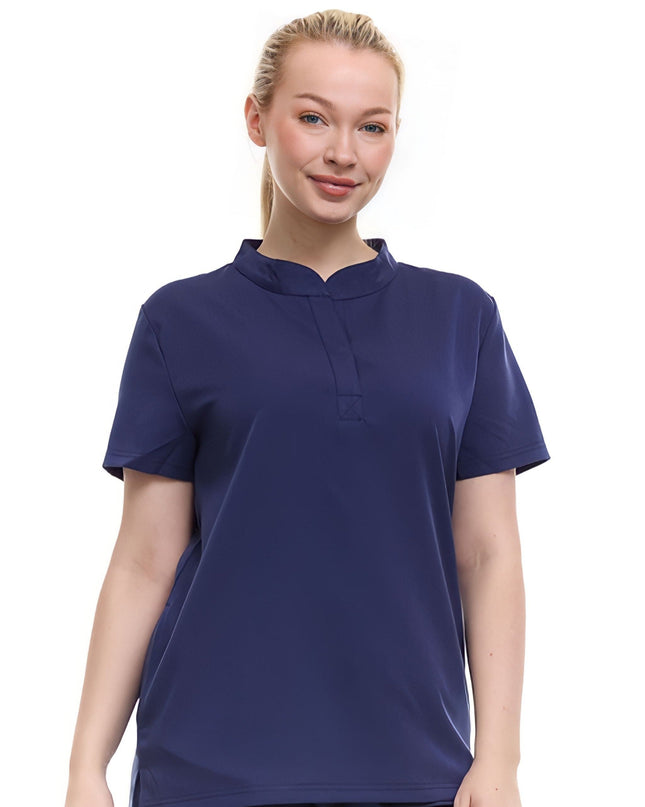 Mandarin Collar Scrub Top by Ellen Tracy
