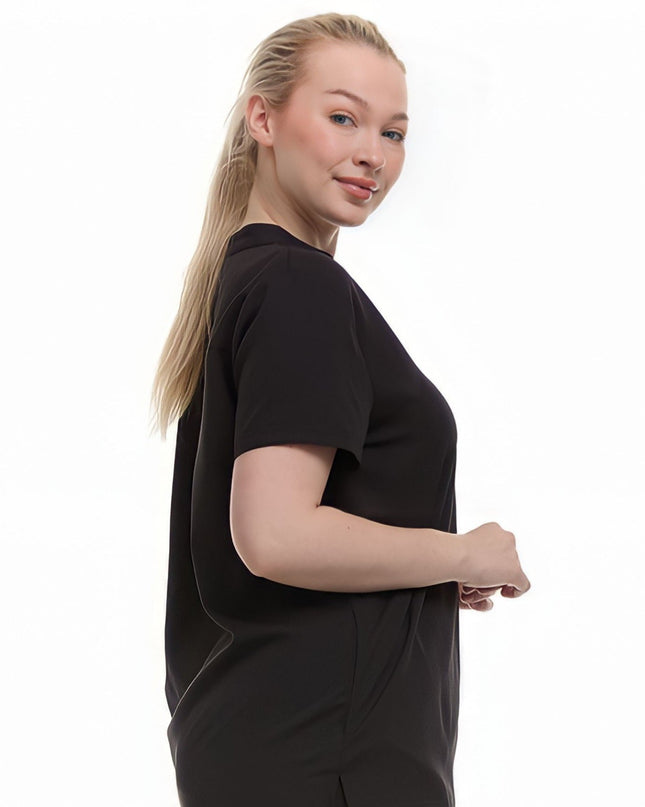 Mandarin Collar Scrub Top by Ellen Tracy