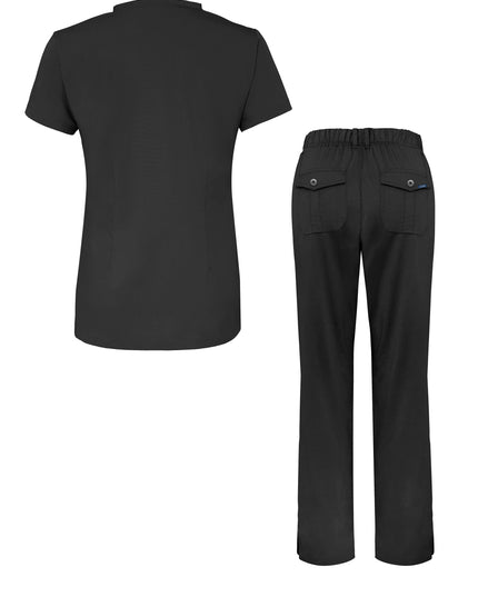 Adar Pro Women's  Black Flattering Scrub Set  Beyond Medwear Apparel