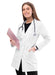 Adar Women's White Flawless Front Large Pockets back Midriff Lab Coat Front View Beyond Medwear Apparel