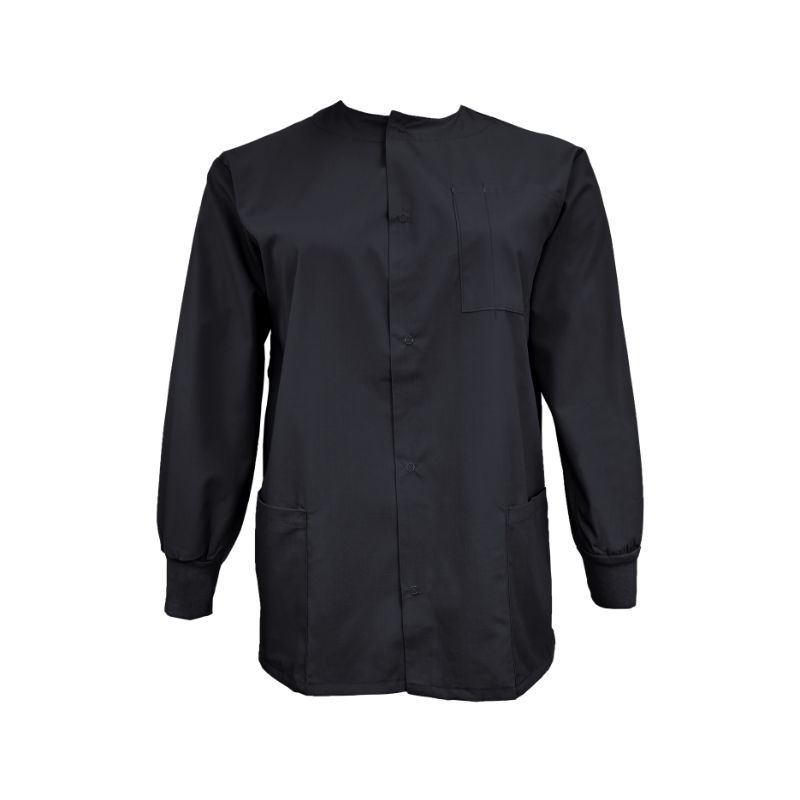 Natural Uniforms Black snap front 3 pocket warm up jacket Beyond Medwear Apparel
