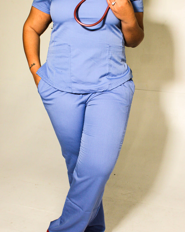 Natural Uniforms Ceil Blue Y-Neck Stretch Scrub Set Beyond Medwear Apparel