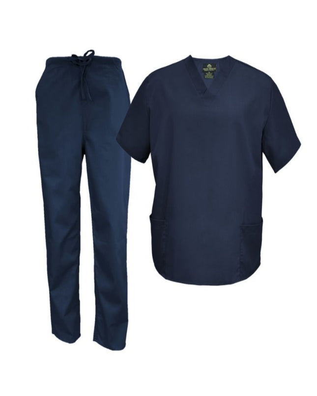 Natural Uniform Unisex top 2 front pockets  bottom has  2 side pockets and 1 cargo pocket  navy blue  Sonay  Uniforms