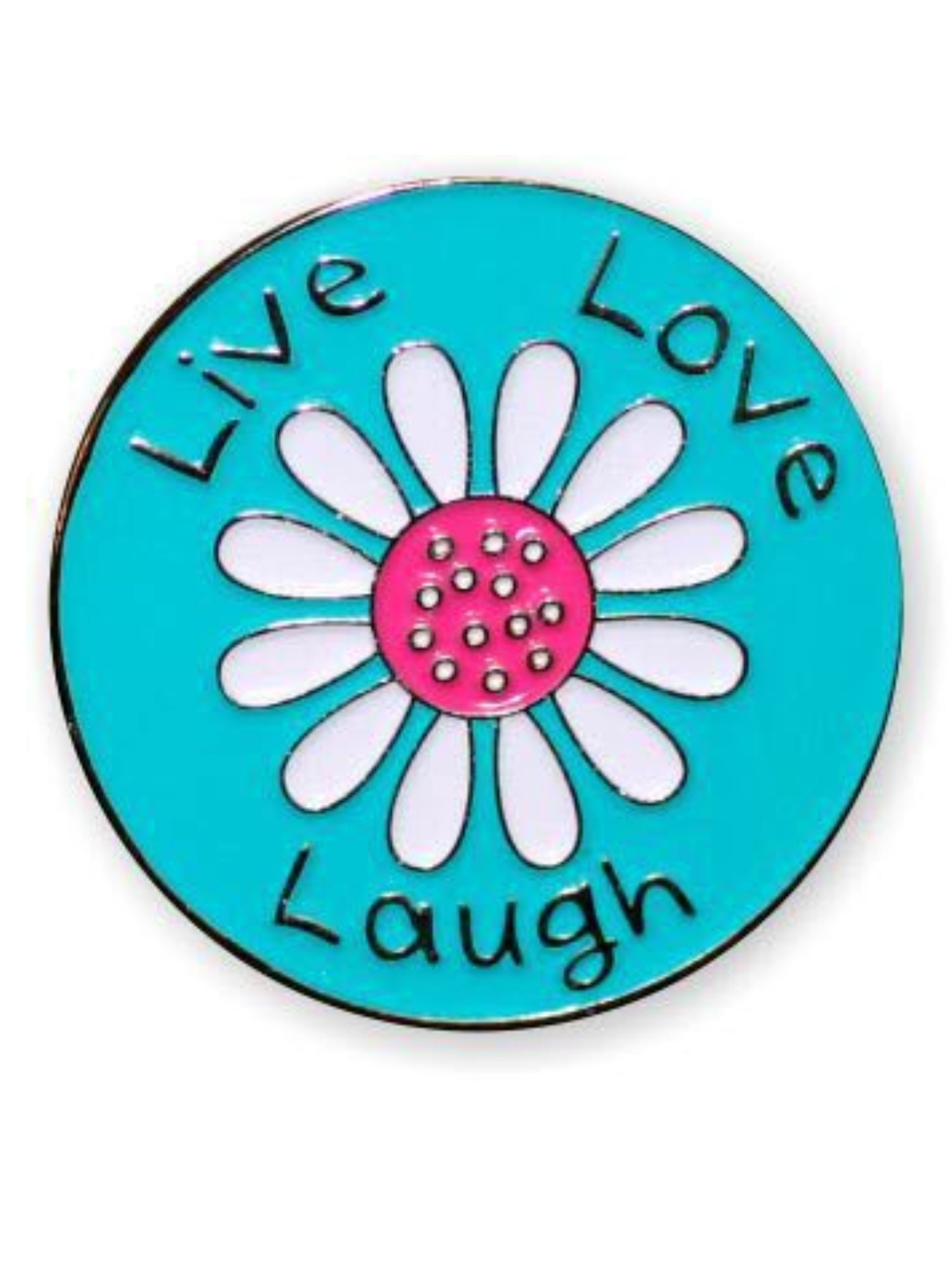 RETRACTABLE ENAMEL BADGE HOLDER - LIVE LOVE LAUGH