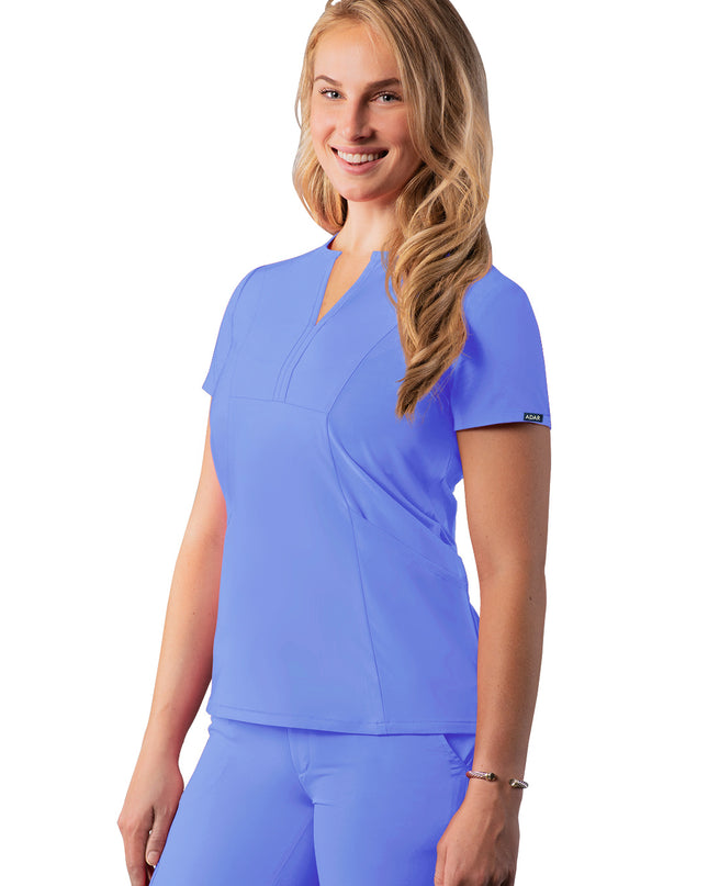 ADAR Addition Women's Ceil Blue  Contemporary V-neck Scrub Top