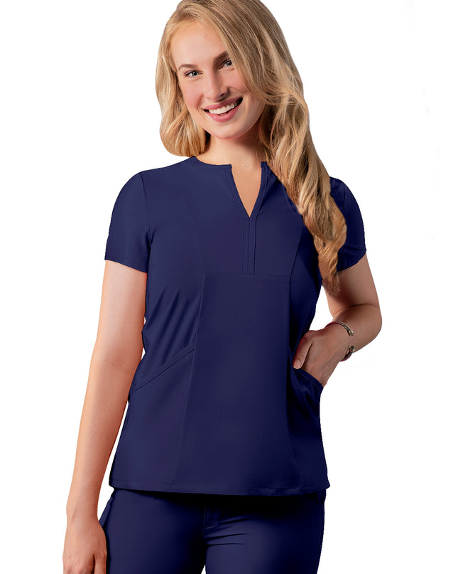 ADAR Addition Women's  Navy Blue Contemporary V-neck Scrub Top