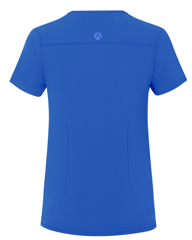 ADAR Addition Women's Royal Blue Contemporary V-neck Scrub Top back view