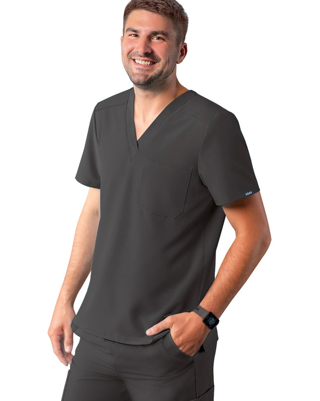 ADAR Men's Classic V-Neck Pewter Scrub Top