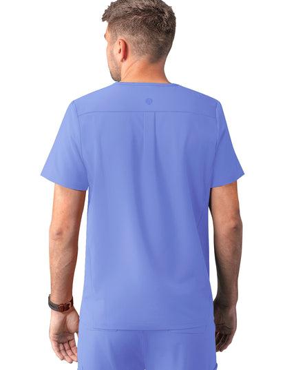 ADAR Addition Men's Ceil Blue Modern V- Neck Scrub Top
