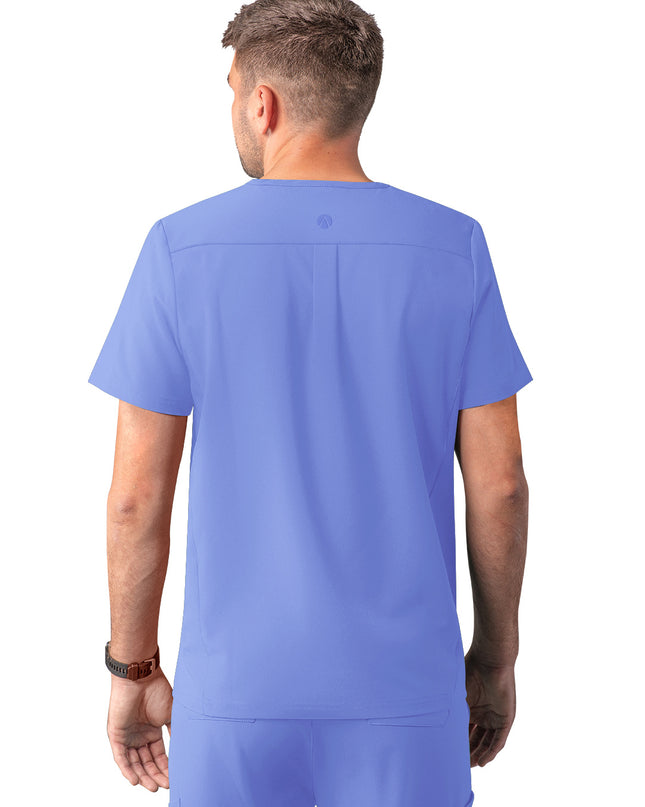 ADAR Addition Men's Ceil Blue Modern V- Neck Scrub Top