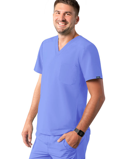 ADAR Addition Men's Ceil Blue Modern V- Neck Scrub Top