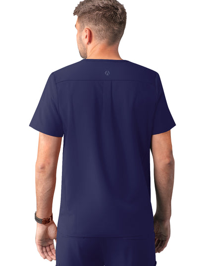 ADAR Addition Men's Navy Modern V- Neck Scrub Top Beyond Medwear Apparel