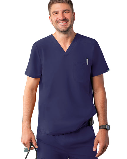 ADAR Addition Men's Navy Blue Modern V- Neck Scrub Top