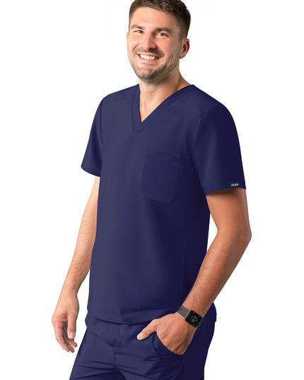 ADAR Addition Men's Navy Modern V- Neck Scrub Top Beyond Medwear Apparel