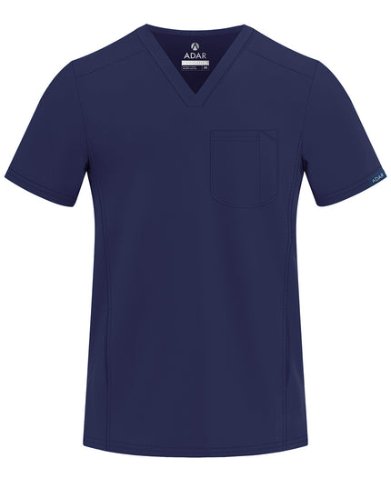 ADAR Addition Men's Navy Modern V- Neck Scrub Top Beyond Medwear Apparel