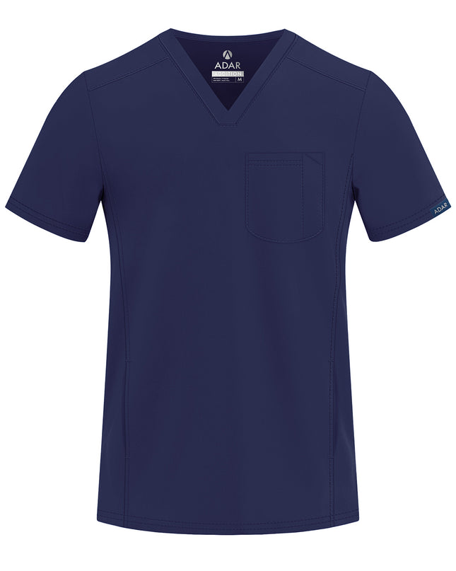 ADAR Addition Men's Navy Modern V- Neck Scrub Top Beyond Medwear Apparel