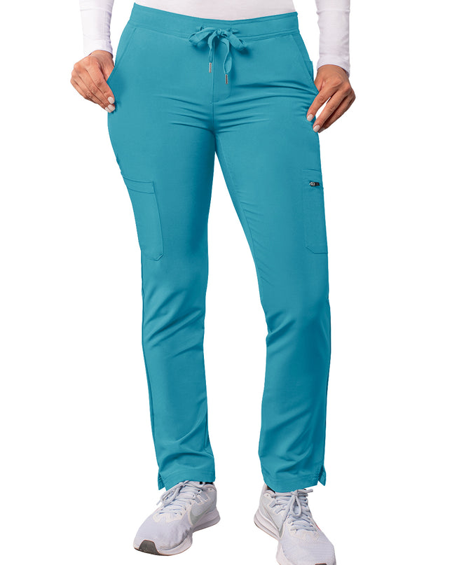 ADAR Addition Women Teal Blue Skinny Leg Cargo Drawstring Pant Beyond Medwear Apparel