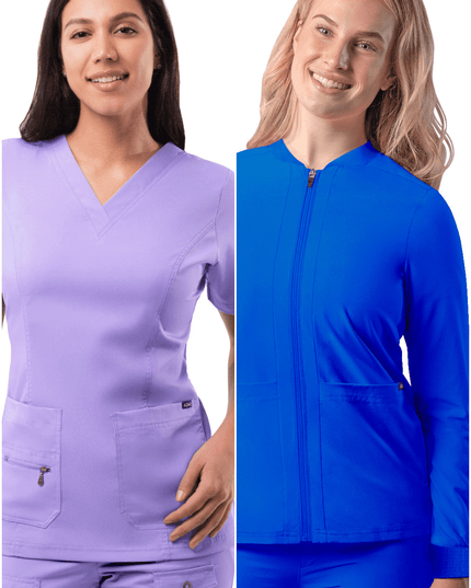 Comfortable and Stylish Scrub Top & Zippered Jacket Bundle