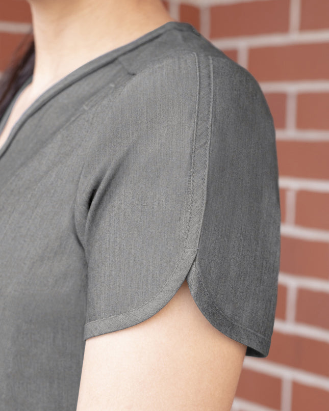 Adar Pro Heather Grey Limitless Pockets Scrub Top Beyond Medwear Apparel