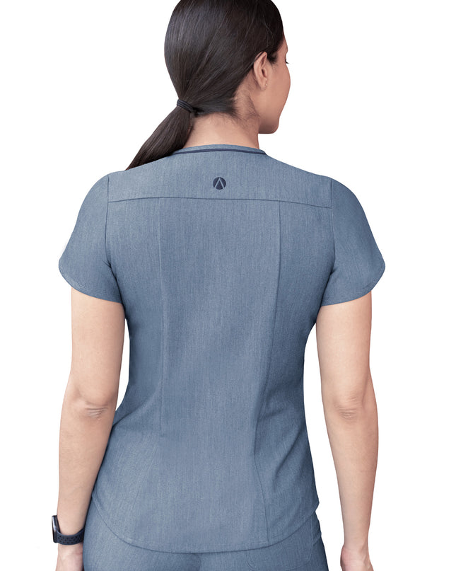Adar Pro Heather Navy Limitless Pockets Scrub Top Beyond Medwear Apparel