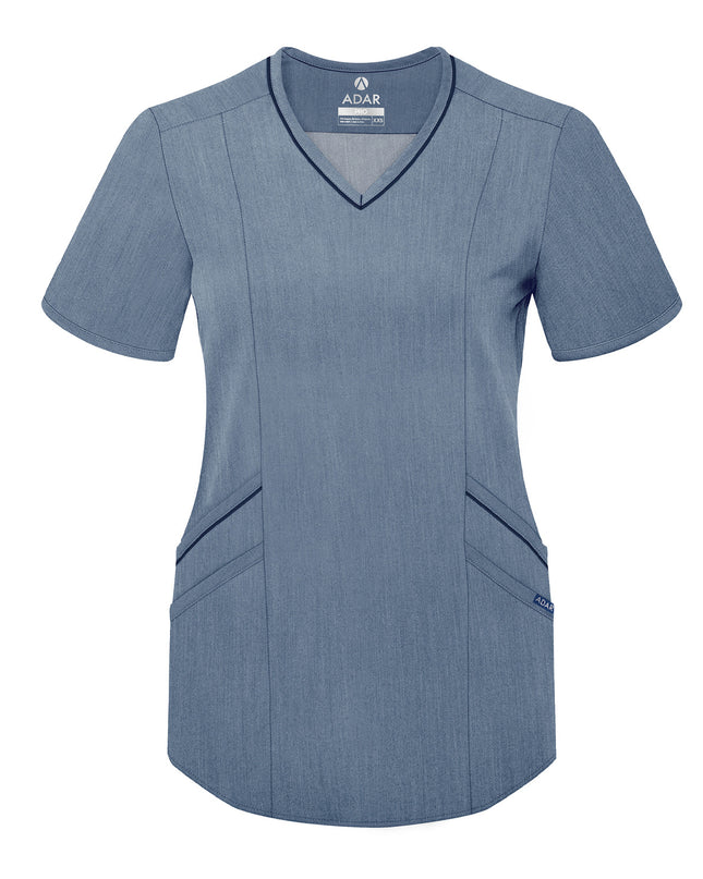 Adar Pro Heather Navy Limitless Pockets Scrub Top Beyond Medwear Apparel