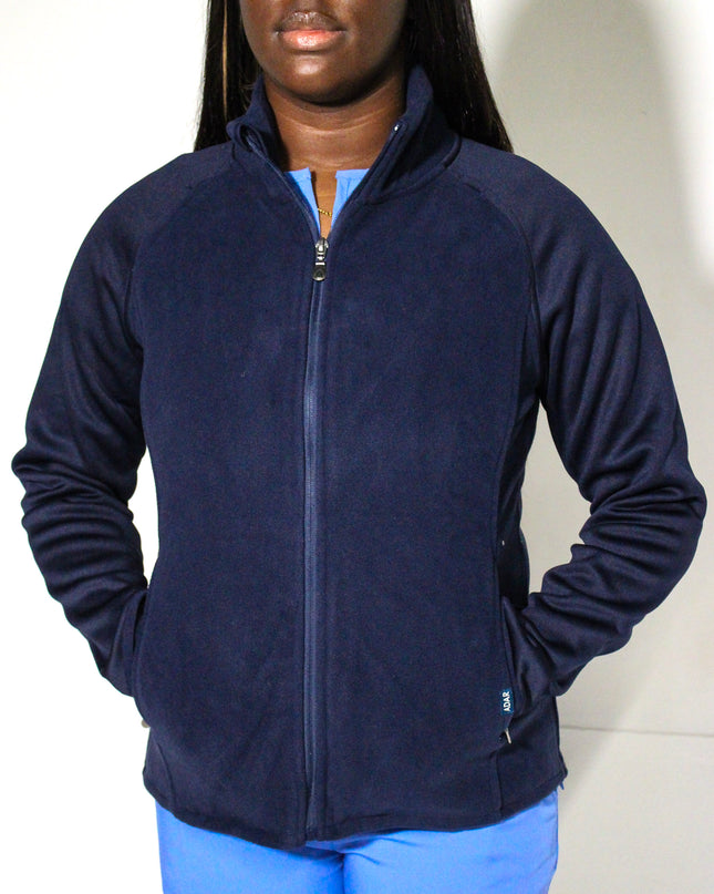 ADAR Pro Women's Navy Blue Performance Full Zippered Fleece Jacket Beyond Medwear Apparel