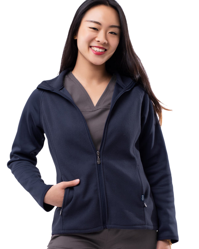 ADAR Pro Women's Navy Blue Performance Full Zippered Fleece Jacket Beyond Medwear Apparel
