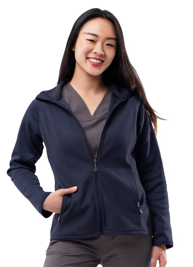 ADAR Pro Women's Navy Blue Performance Full Zippered Fleece Jacket Beyond Medwear Apparel