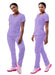 ADAR Pro Lavender color Women's Yoga Scrub Set.  Top has 4 pockets with V-neck line and fitted yoga pants Beyond Medwear Apparel