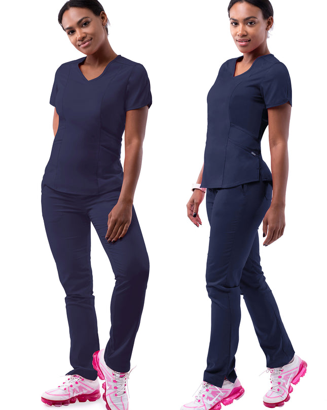 ADAR Pro Women's Navy Blue Yoga Scrub Set Beyond Medwear Apparel
