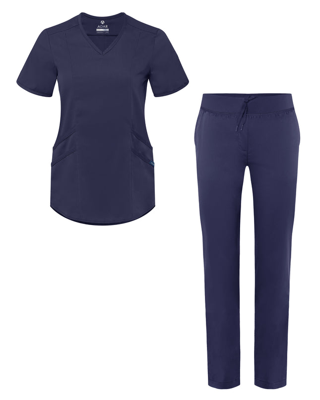 ADAR Pro Women's Navy Blue Yoga Scrub Set Beyond Medwear Apparel